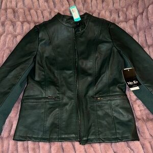 Women's Green Faux Leather Jacket